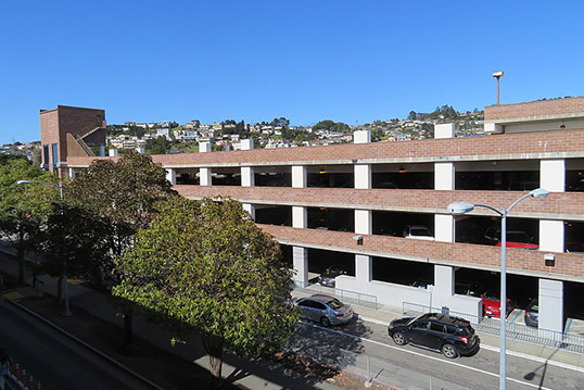 Image of a four story parking garage